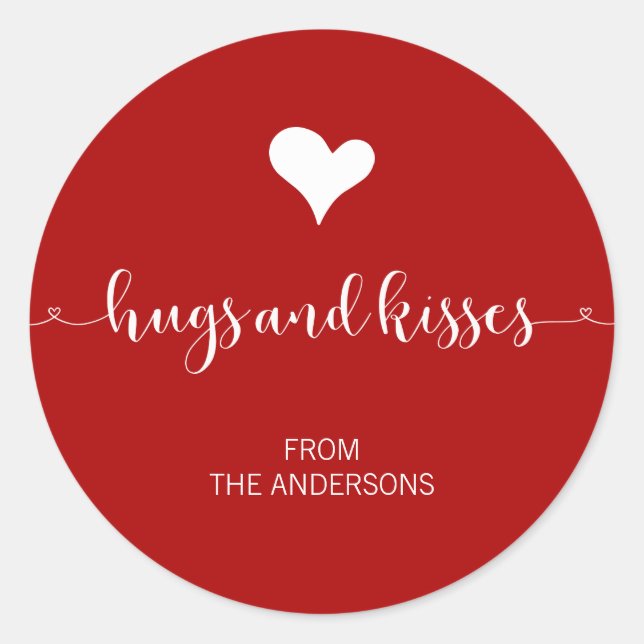 Pegatina El día de San Valentín de abrazos y besos (Anverso)