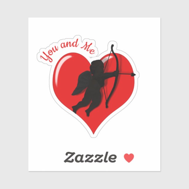 Pegatina El día de San Valentín de amor cupido (Hoja)