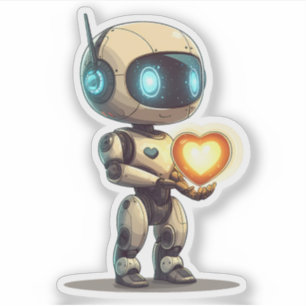 Pegatina El día de San Valentín Robot