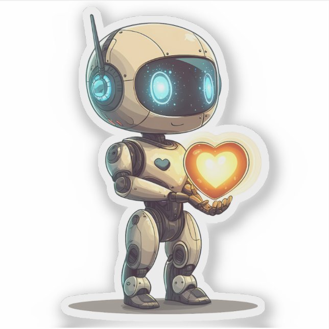 Pegatina El día de San Valentín Robot (Anverso)