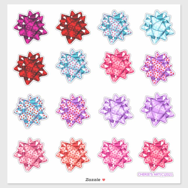 Pegatina El día de San Valentín Satin Hearts Bows (Hoja)