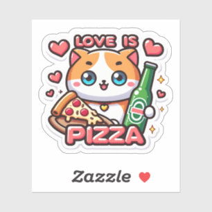 Pegatina El divertido amor al gato es la pizza