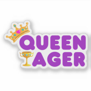 Pegatina El divertido Queen Ager con corona y cáliz