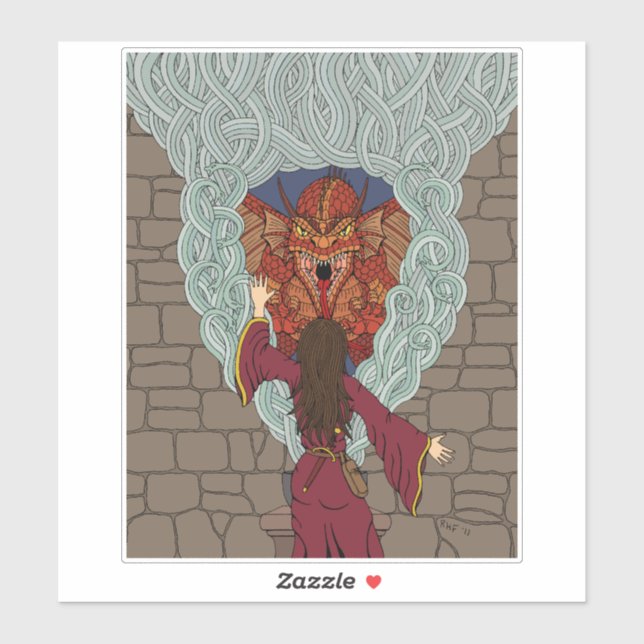 Pegatina El dragón (Hoja)