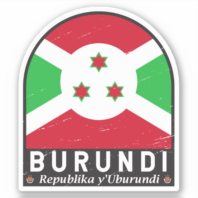 Pegatina El emblema de la bandera de Burundi es una cosecha (Anverso)