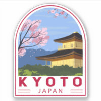 El emblema de viajes retro de Kyoto en Japón