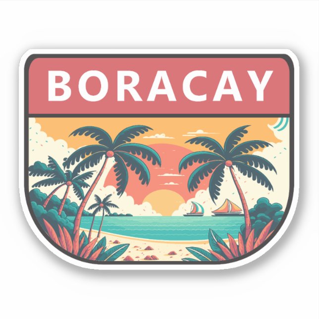 Pegatina El emblema retro de Filipinas de Boracay (Anverso)