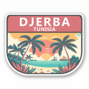 Pegatina El emblema retro de Túnez de Djerba