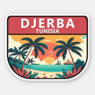 Pegatina El emblema retro de Túnez de Djerba