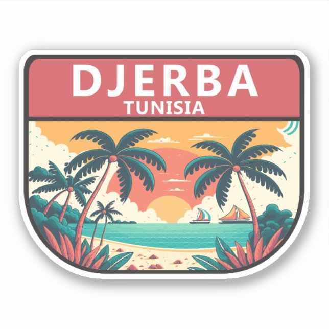 Pegatina El emblema retro de Túnez de Djerba (Anverso)