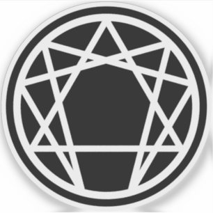 Pegatina El enneagrama (blanco sobre negro)