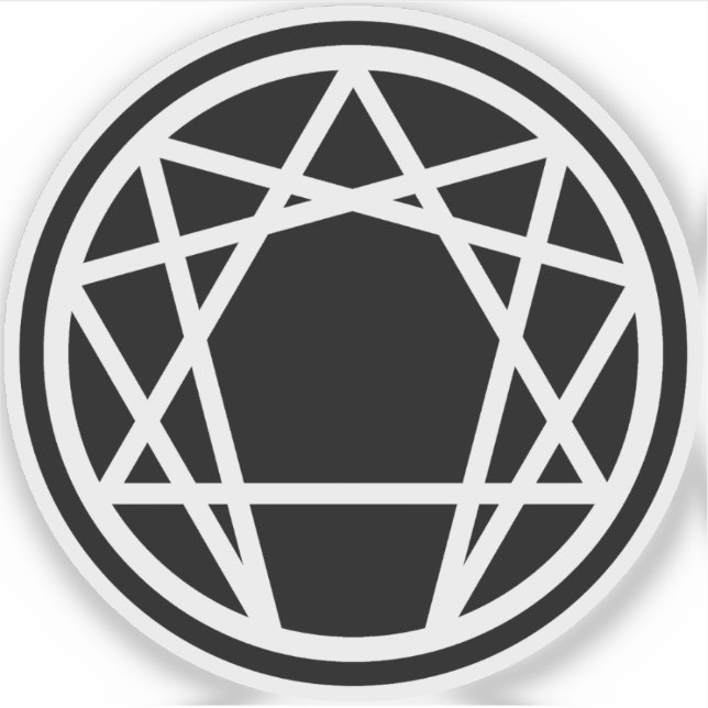 Pegatina El enneagrama (blanco sobre negro) (Anverso)