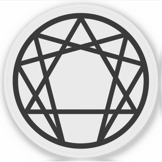 Pegatina El enneagrama (negro sobre blanco) (Anverso)