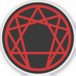 Pegatina El enneagrama (rojo sobre negro)