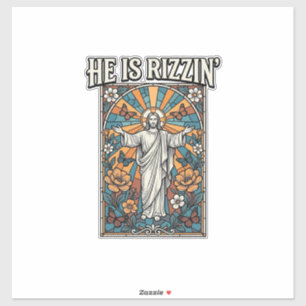 Pegatina Él Es Rizzin Camiseta De Vidrio Pintado De Pascua