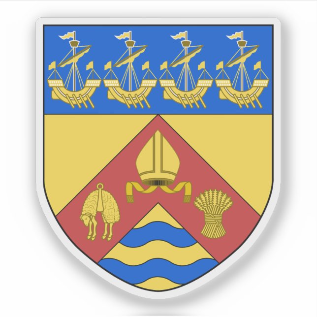 Pegatina El escudo de armas de Christchurch, Nueva Zelandia (Anverso)