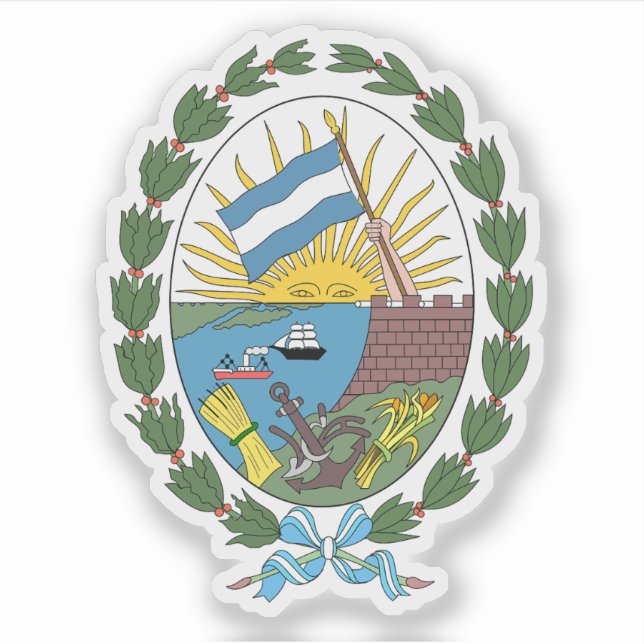 Pegatina El escudo de armas de Rosario, Argentina (Anverso)