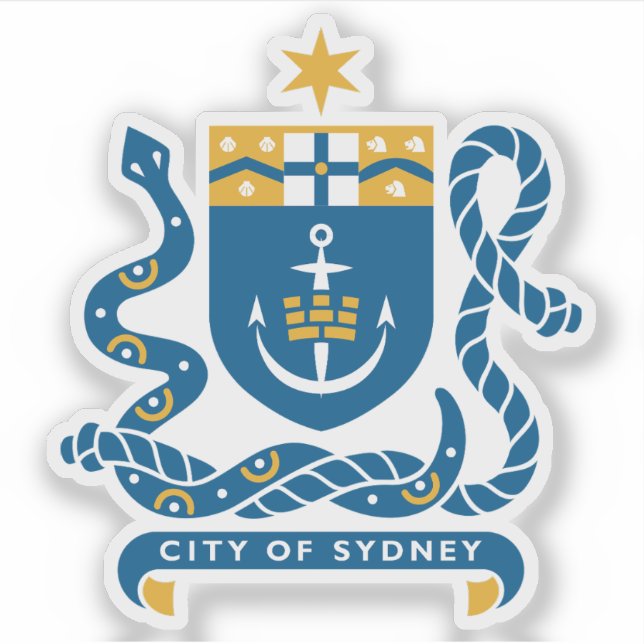 Pegatina El escudo de armas de Sydney, Australia (Anverso)