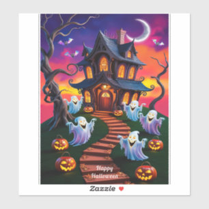 Pegatina El espeluznante Ilustracion de Halloween Haunted H