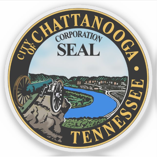 Pegatina El foco de Chattanooga, Tennessee (Anverso)