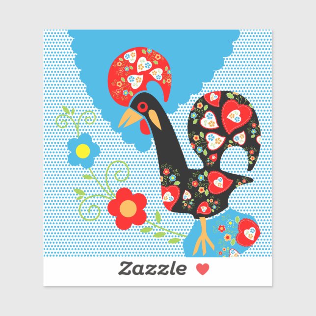 Pegatina El gallo portugués de Barcelos (Hoja)