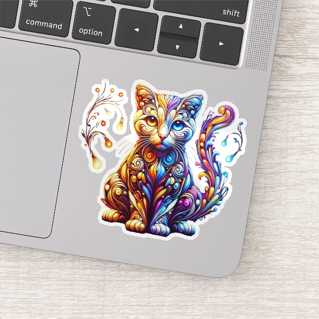 Pegatina El gato brillante vibrante (Detalle)