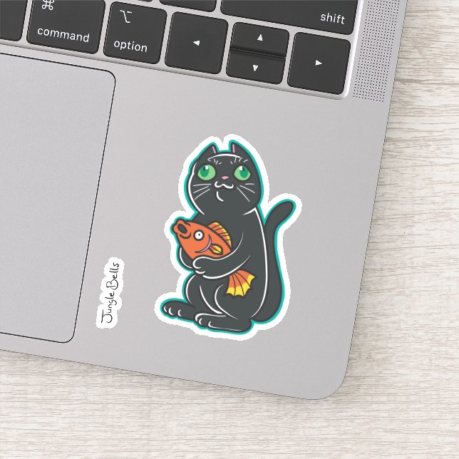 Pegatina El gato robó tu pez dorado (Detalle)