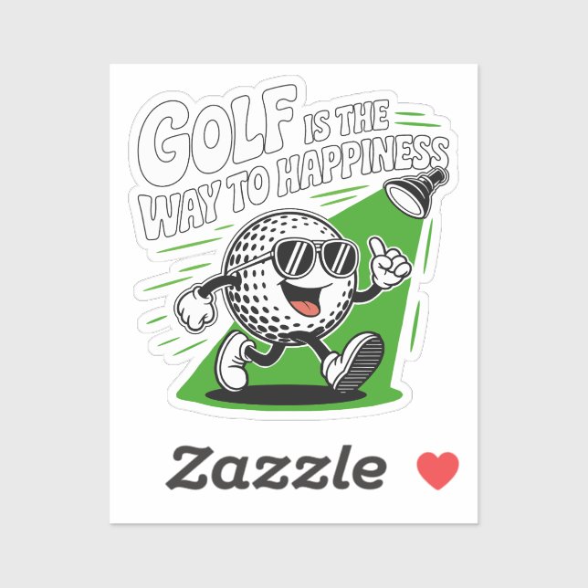 Pegatina El golf es el camino a la felicidad (Hoja)