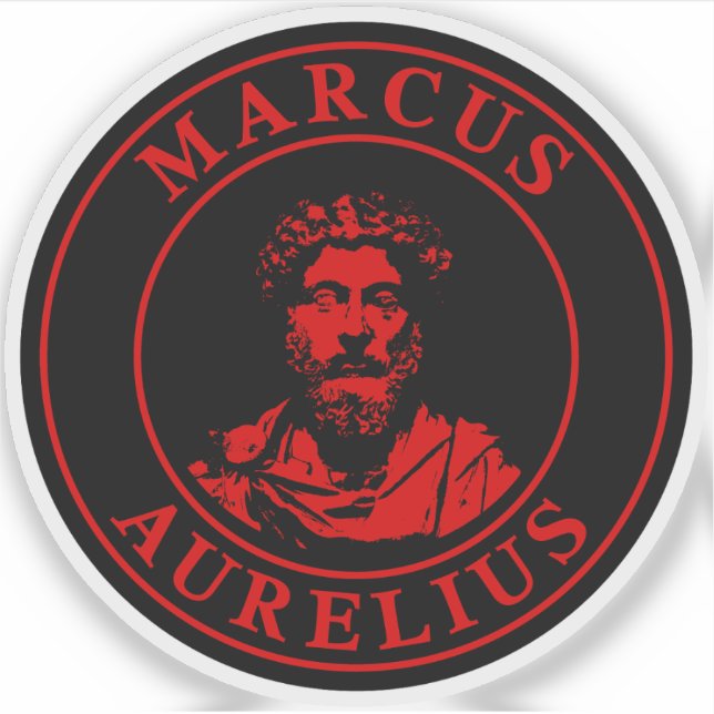 Pegatina El gran estoico Marcus Aurelius (rojo) (Anverso)