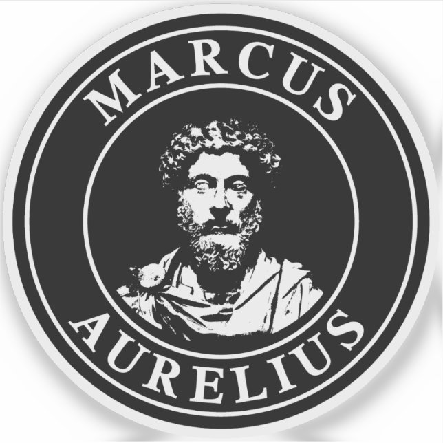 Pegatina El Gran Marcus Estúico Aurelio (blanco) (Anverso)