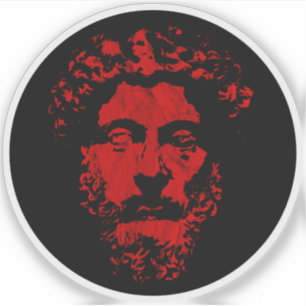 Pegatina El Gran Marcus Stoic Aurelius - v3 rojo vintage