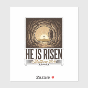 Pegatina Él ha resucitado Tumba de Pascua Cruz Camiseta cri