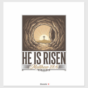 Pegatina Él ha resucitado Tumba de Pascua Cruz Camiseta cri