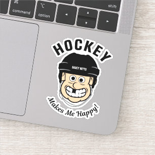 Pegatina El hockey me hace feliz Personalizado jugador port