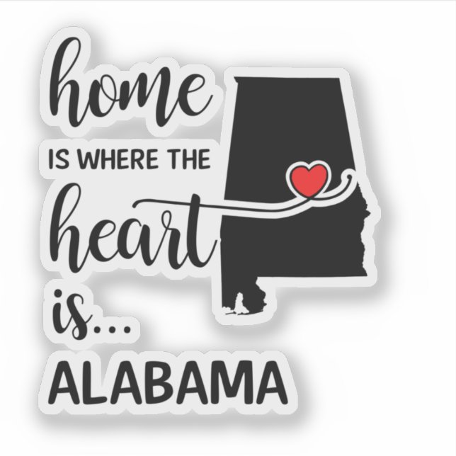 Pegatina El hogar de Alabama es donde está el corazón (Anverso)