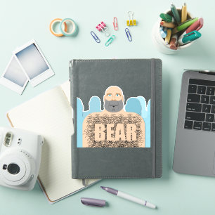 Pegatina El hombre del cuerpo del oso peludo de SlipperyJoe