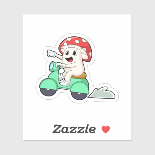 Pegatina El hongo como motociclista con Scooter.PNG (Hoja)