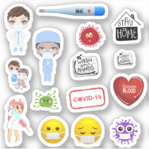 Pegatina El hospital corona covid-19 enmascara pequeñas
