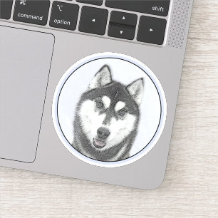 Pegatina El Husky Siberiano (blanco y negro) pinta arte de