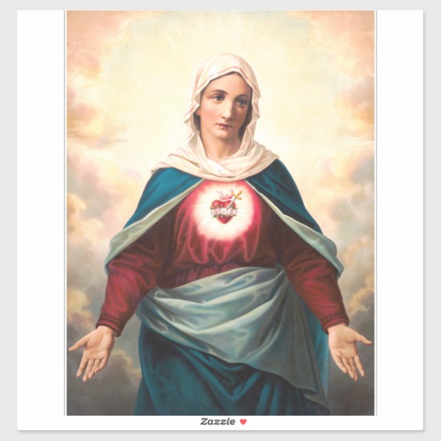 Pegatina El Inmaculado Corazón de María (Hoja)