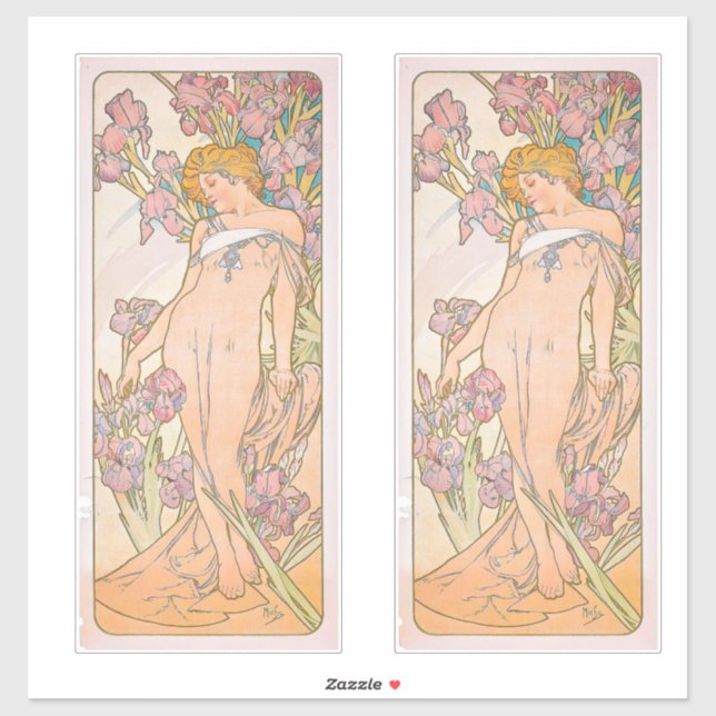 Pegatina El Iris (1897) de Alphonse Mucha (Hoja)