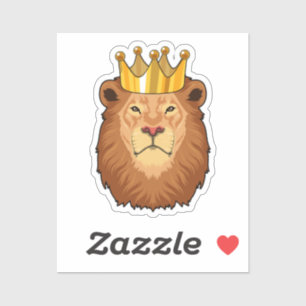 Pegatina El león como rey con corona
