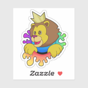 Pegatina El león como rey con corona