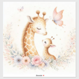 Pegatina El libro de cuentos Woodland Babies Giraffe and Ba