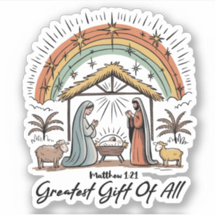Pegatina El mayor regalo de Jesús de todos Natividad Cristi