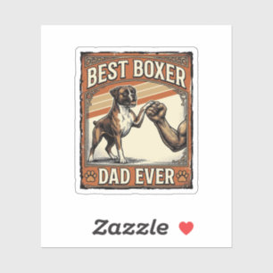 Pegatina El Mejor Papá Boxer de Todos los Tiempos Vintage P