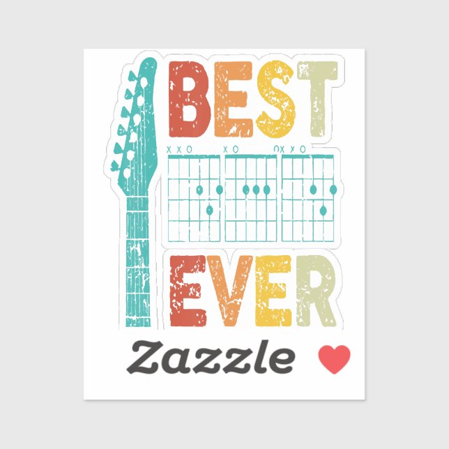 Pegatina El mejor papá de guitarra nunca acorde mejor camis (Hoja)