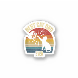 Pegatina El mejor papá del gato es siempre divertido papá d