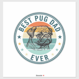 Pegatina El Mejor Papá Pug de Todos los Tiempos Camiseta de