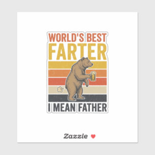 Pegatina El Mejor Pedorro Divertido Padre Oso del Mundo